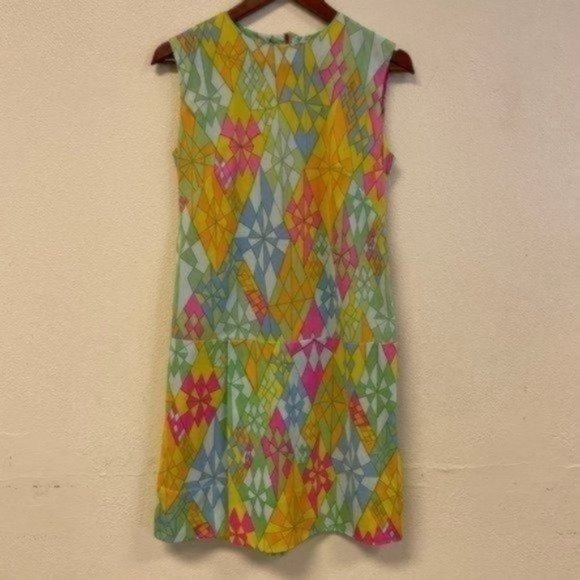 PRICE FIRM Vintage 70s Bright Multicolored Romper Skort Dress | Size L/XL - Picture 5 of 12